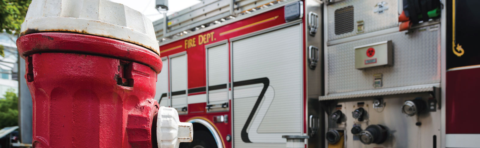 Fire hydrant in front of fire truck.