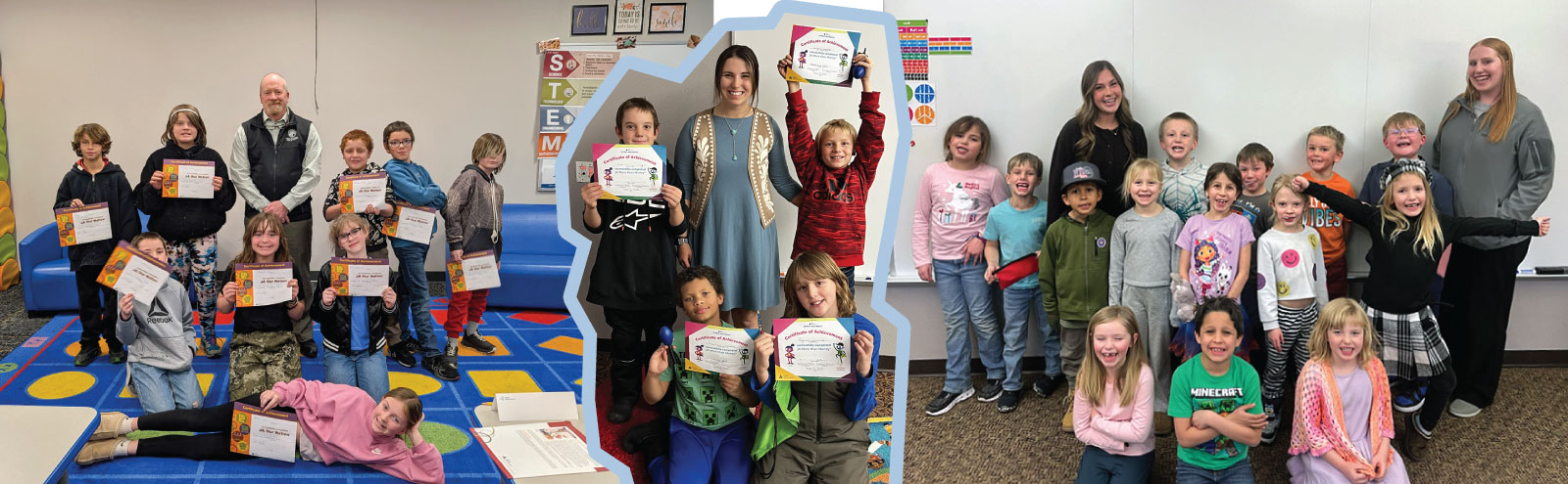 Photos of First Federal employees with students at local elementary schools.